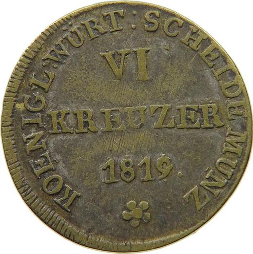 Реверс монеты - 6 крейцеров 1819 года - цена серебряной монеты - Вюртемберг, Вильгельм I