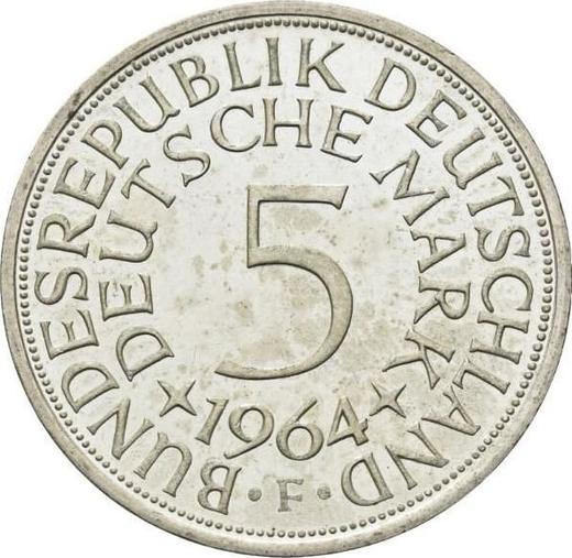 Аверс монеты - 5 марок 1964 года F - цена серебряной монеты - Германия, ФРГ