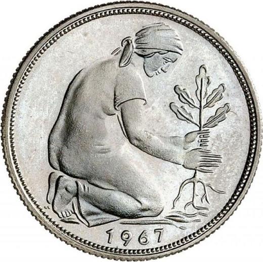 Реверс монеты - 50 пфеннигов 1967 года G - цена  монеты - Германия, ФРГ