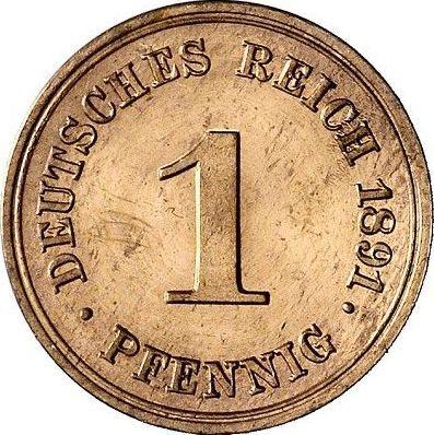 Аверс монеты - 1 пфенниг 1891 года F "Тип 1890-1916" - цена  монеты - Германия, Германская Империя