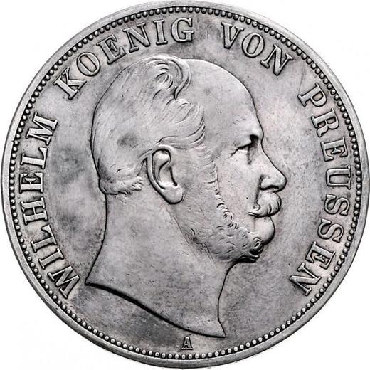 Аверс монеты - 2 талера 1867 года A - цена серебряной монеты - Пруссия, Вильгельм I