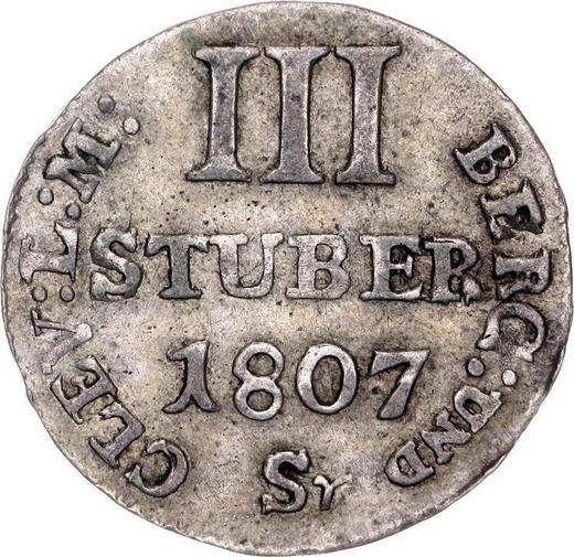 Rewers monety - 3 stuber 1807 S - cena srebrnej monety - Berg, Joachim Murat