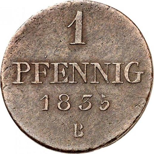 Реверс монеты - 1 пфенниг 1835 года B "Тип 1835-1837" - цена  монеты - Ганновер, Вильгельм IV