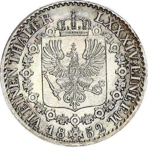 Reverso 1/6 tálero 1852 A - valor de la moneda de plata - Prusia, Federico Guillermo IV