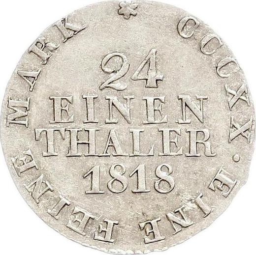 Rewers monety - 1/24 thaler 1818 I.G.S. - cena srebrnej monety - Saksonia-Albertyna, Fryderyk August I