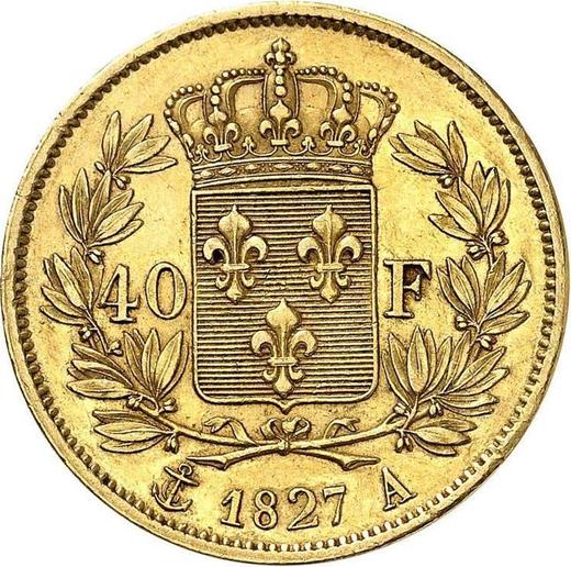Reverso 40 francos 1827 A "Tipo 1824-1830" París - valor de la moneda de oro - Francia, Carlos X