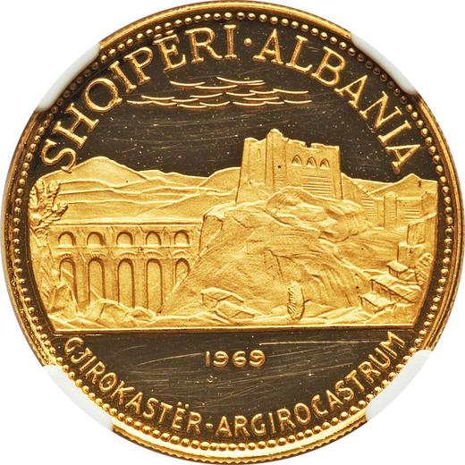Аверс монеты - Пробные 50 леков 1969 года "Гирокастра" Односторонний оттиск реверса - цена золотой монеты - Албания, Народная Республика