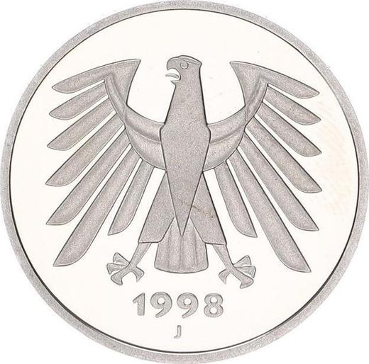 Reverso 5 marcos 1998 J - valor de la moneda  - Alemania, RFA