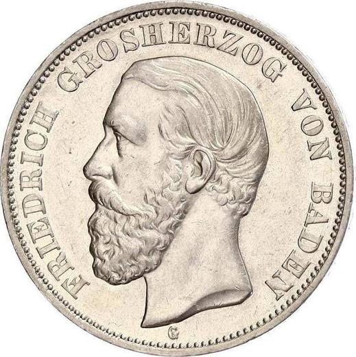 Аверс монеты - 5 марок 1894 года G "Баден" - цена серебряной монеты - Германия, Германская Империя