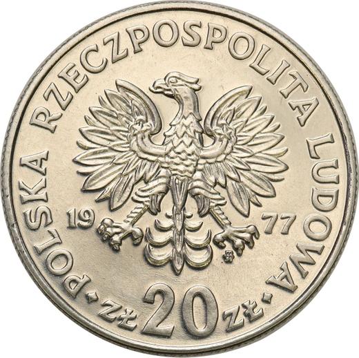 Аверс монеты - Пробные 20 злотых 1977 года MW "Мария Конопницкая" Никель - цена  монеты - Польша, Народная Республика