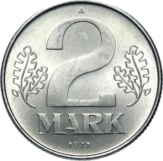Anverso 2 marcos 1977 A - valor de la moneda  - Alemania, República Democrática Alemana (RDA)