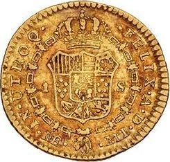 Реверс монеты - 1 эскудо 1784 года MI - цена золотой монеты - Перу, Карл III