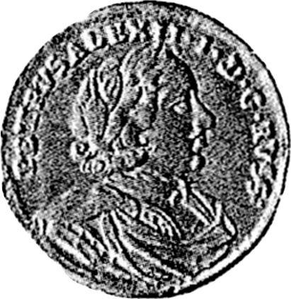 Awers monety - 2 ruble 1718 "Portret w zbroi" Napis literami łacińskimi - cena złotej monety - Rosja, Piotr I Wielki