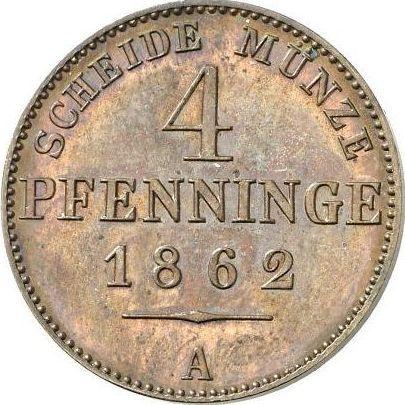 Реверс монеты - 4 пфеннига 1862 года A - цена  монеты - Пруссия, Вильгельм I
