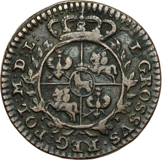 Reverse 1 Grosz 1765 VG VG under monogram -  Coin Value - Poland, Stanislaus II Augustus