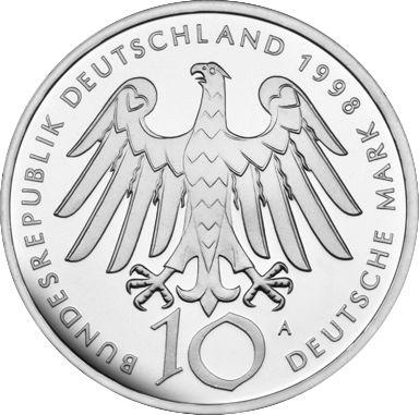 Reverse 10 Mark 1998 A "Hildegard of Bingen" - Silver Coin Value - Germany, FRG