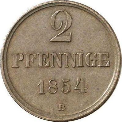 Реверс монеты - 2 пфеннига 1854 года B - цена  монеты - Брауншвейг-Вольфенбюттель, Вильгельм