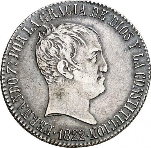 Аверс монеты - 20 реалов 1822 года B SP - цена серебряной монеты - Испания, Фердинанд VII
