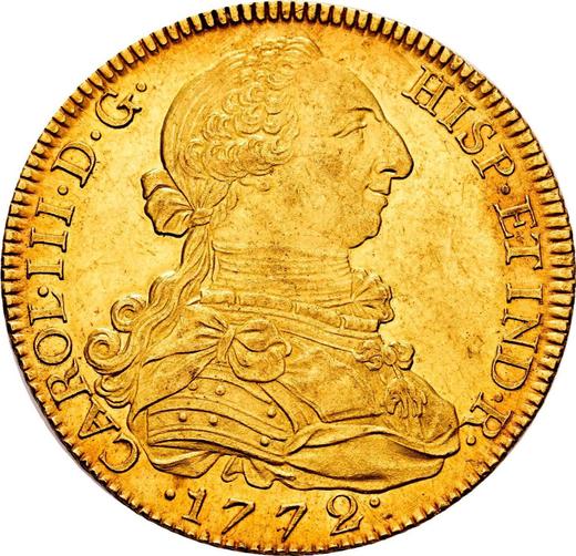 Awers monety - 8 escudo 1772 M PJ - cena złotej monety - Hiszpania, Karol III