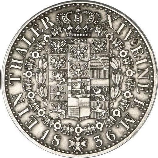 Reverso Tálero 1836 A - valor de la moneda de plata - Prusia, Federico Guillermo III