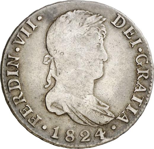 Аверс монеты - 4 реала 1824 года S JB - цена серебряной монеты - Испания, Фердинанд VII