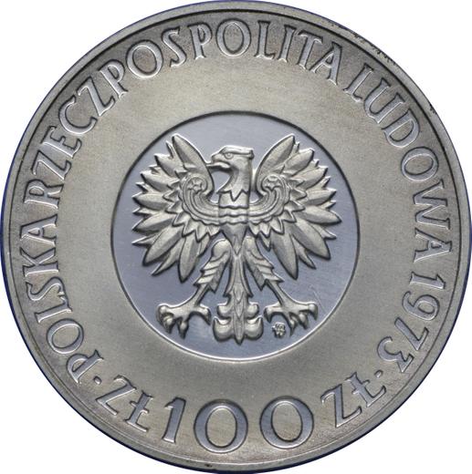 Obverse 100 Zlotych 1973 MW "Nicolaus Copernicus" Silver - Silver Coin Value - Poland, Peoples Republic