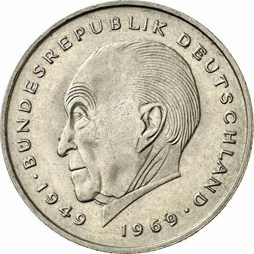Аверс монеты - 2 марки 1977 года F "Аденауэр" - цена  монеты - Германия, ФРГ