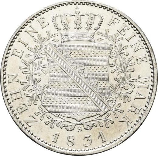 Реверс монеты - Талер 1831 года S - цена серебряной монеты - Саксония-Альбертина, Антон