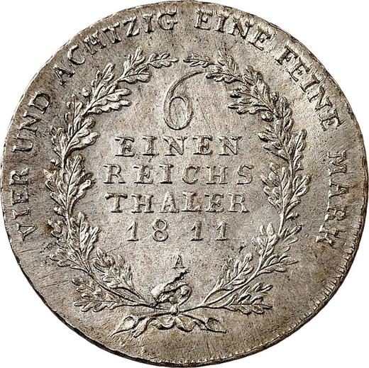 Reverso 1/6 tálero 1811 A - valor de la moneda de plata - Prusia, Federico Guillermo III