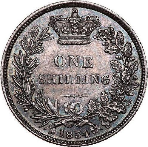 Реверс монеты - 1 шиллинг 1834 года WW - цена серебряной монеты - Великобритания, Вильгельм IV