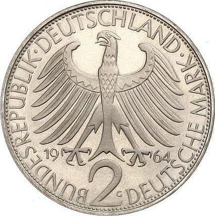 Reverso 2 marcos 1964 G "Max Planck" - valor de la moneda  - Alemania, RFA