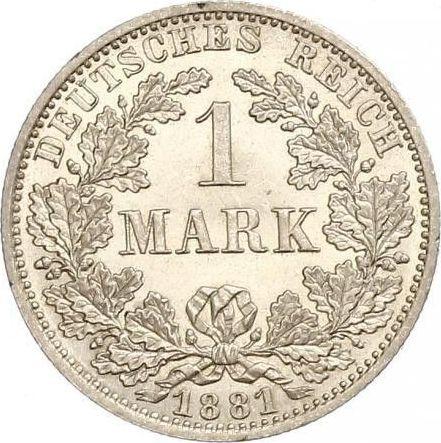 Аверс монеты - 1 марка 1881 года A "Тип 1873-1887" - цена серебряной монеты - Германия, Германская Империя