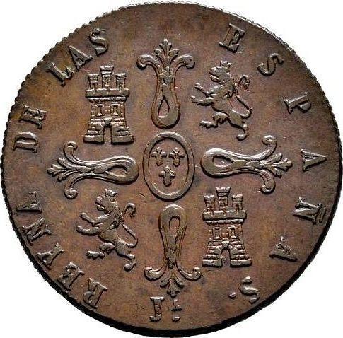 Reverso 8 maravedíes 1840 Ja "Valor nominal sobre el reverso" - valor de la moneda  - España, Isabel II