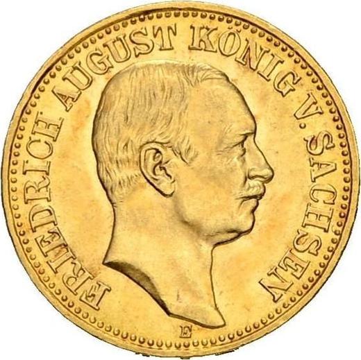 Аверс монеты - 10 марок 1910 года E "Саксония" - цена золотой монеты - Германия, Германская Империя