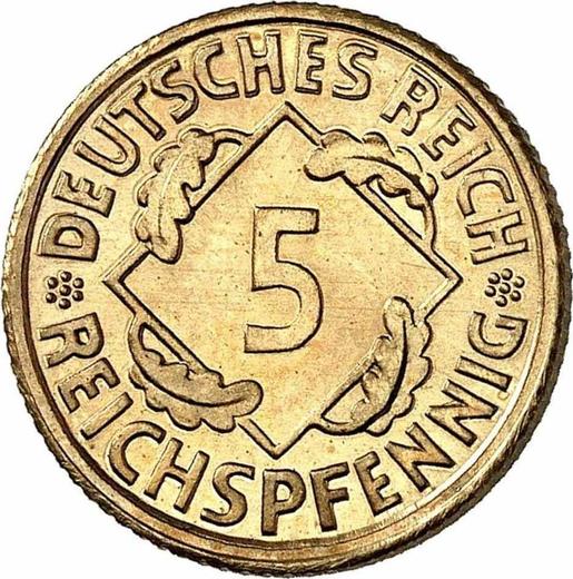 Аверс монеты - 5 рейхспфеннигов 1925 года E - цена  монеты - Германия, Bеймарская республика