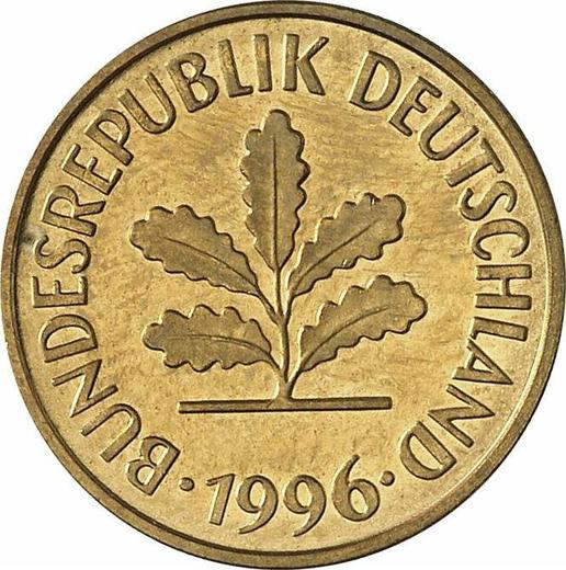 Reverso 5 Pfennige 1996 F - valor de la moneda  - Alemania, RFA