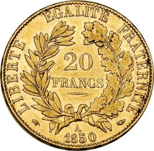 Reverse 20 Francs 1850 A "Type 1849-1851" - France, Second Republic