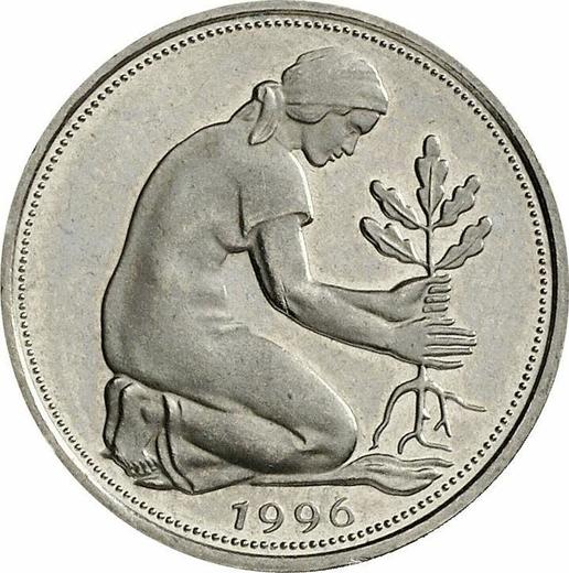 Реверс монеты - 50 пфеннигов 1996 года A - цена  монеты - Германия, ФРГ