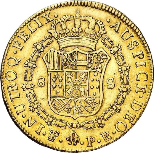 Реверс монеты - 8 эскудо 1783 года PTS PR - цена золотой монеты - Боливия, Карл III