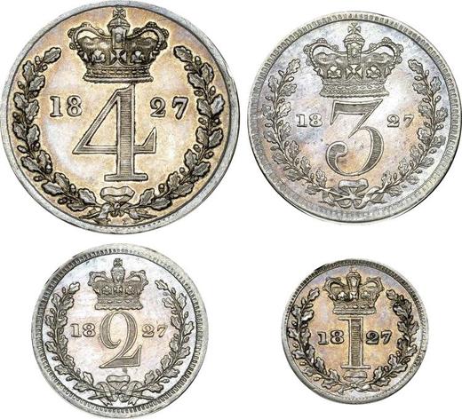Реверс монеты - Набор монет 1827 года "Монди" - цена серебряной монеты - Великобритания, Георг IV