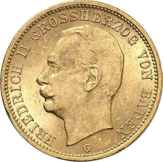 Awers monety - 20 marek 1912 G "Badenia" - cena złotej monety - Niemcy, Cesarstwo Niemieckie