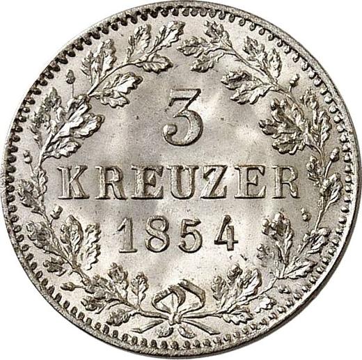 Реверс монеты - 3 крейцера 1854 года - цена серебряной монеты - Вюртемберг, Вильгельм I