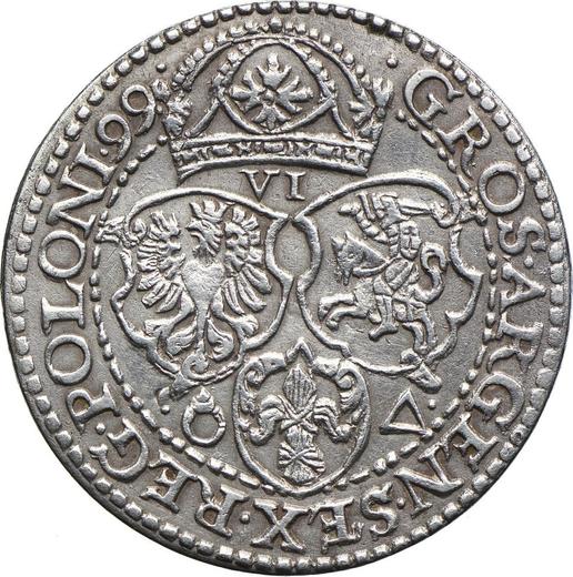 Реверс монеты - Шестак (6 грошей) 1599 года "Тип 1596-1601" - цена серебряной монеты - Польша, Сигизмунд III Ваза