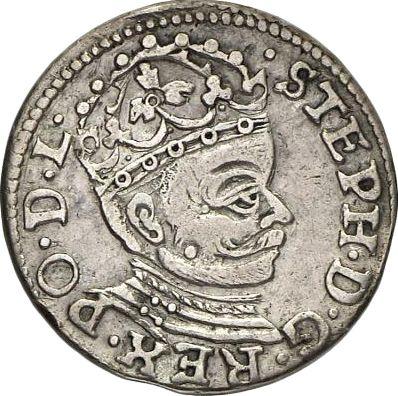Awers monety - Trojak 1582 "Ryga" - cena srebrnej monety - Polska, Stefan Batory