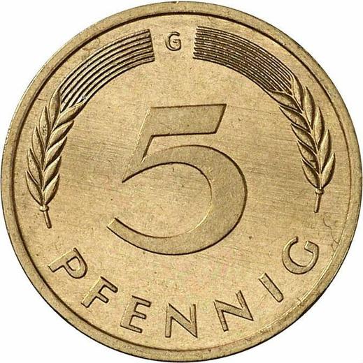 Anverso 5 Pfennige 1978 G - valor de la moneda  - Alemania, RFA