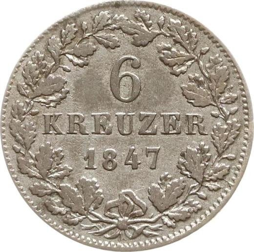 Rewers monety - 6 krajcarów 1847 - cena srebrnej monety - Wirtembergia, Wilhelm I