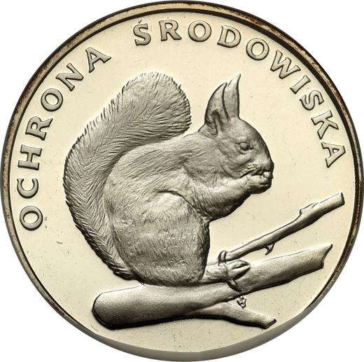 Reverso 500 eslotis 1985 MW SW "Ardilla" Plata - valor de la moneda de plata - Polonia, República Popular