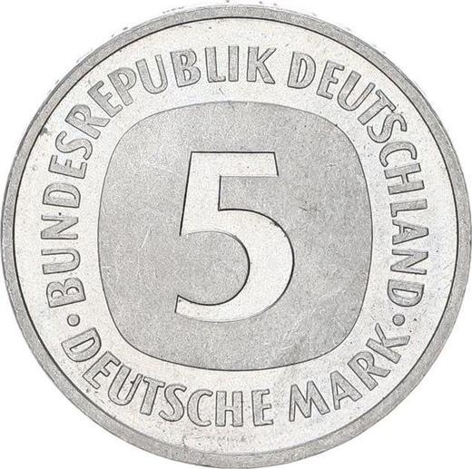 Anverso 5 marcos 1986 D - valor de la moneda  - Alemania, RFA