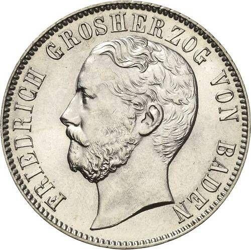 Obverse 1/2 Gulden 1869 - Silver Coin Value - Baden, Frederick I