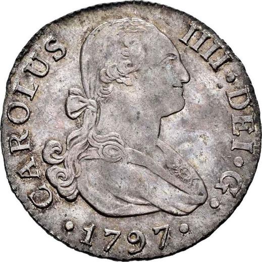Obverse 2 Reales 1797 S CN - Silver Coin Value - Spain, Charles IV